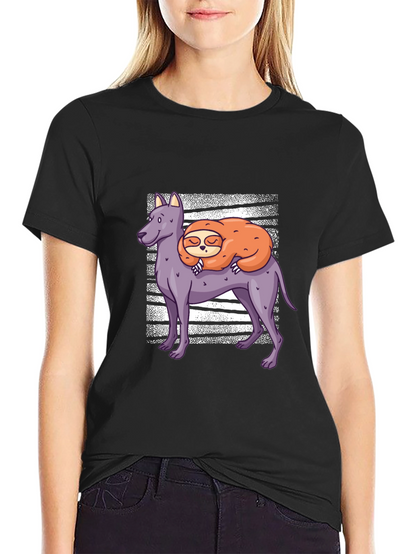 Camiseta Hombre Diseño Perro y Perezoso Dormilón