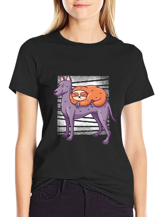 Camiseta Hombre Diseño Perro y Perezoso Dormilón