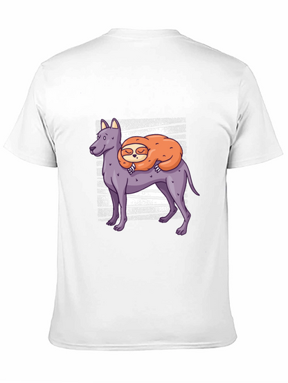 Camiseta Hombre Diseño Perro y Perezoso Dormilón
