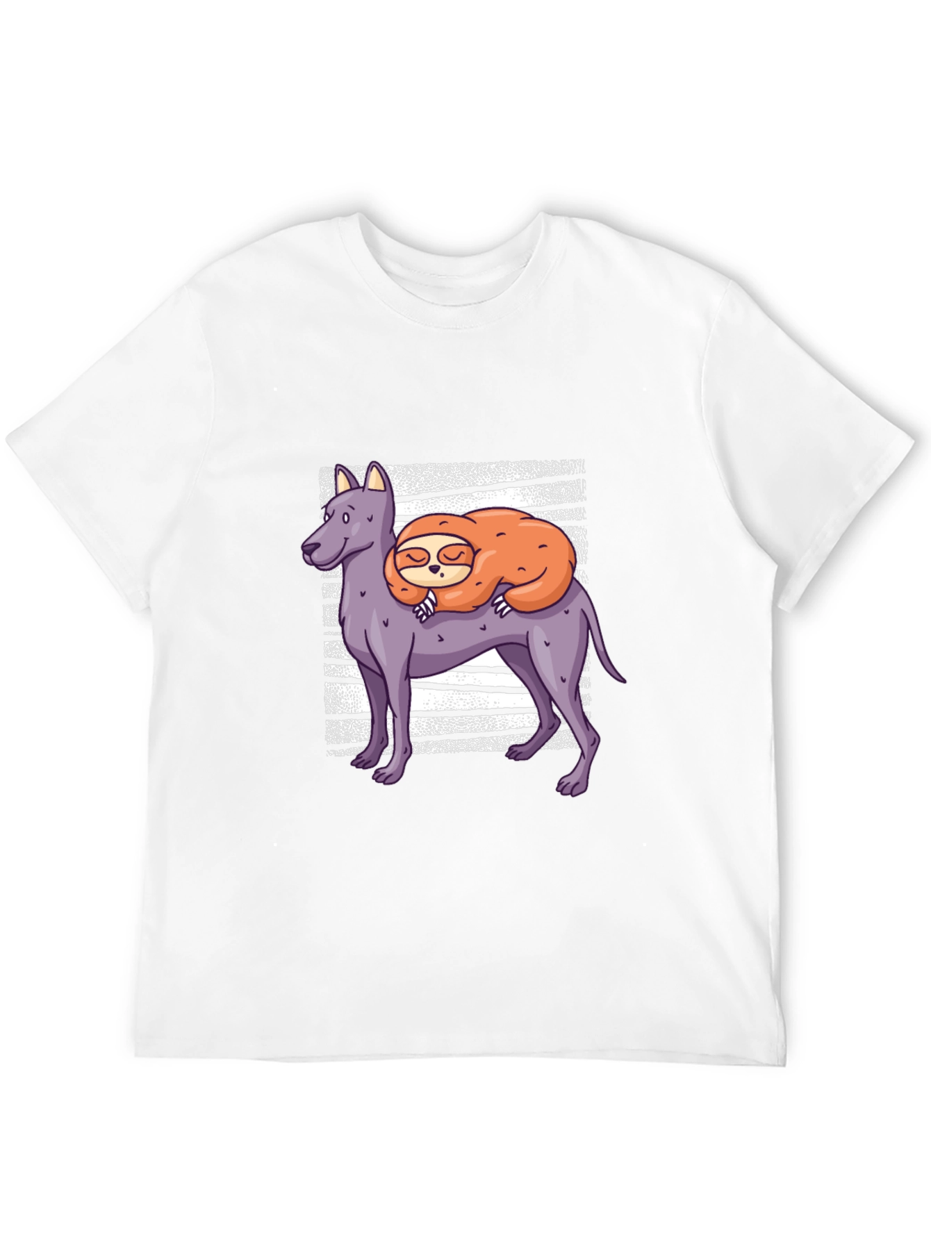 Camiseta Hombre Diseño Perro y Perezoso Dormilón