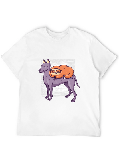 Camiseta Hombre Diseño Perro y Perezoso Dormilón