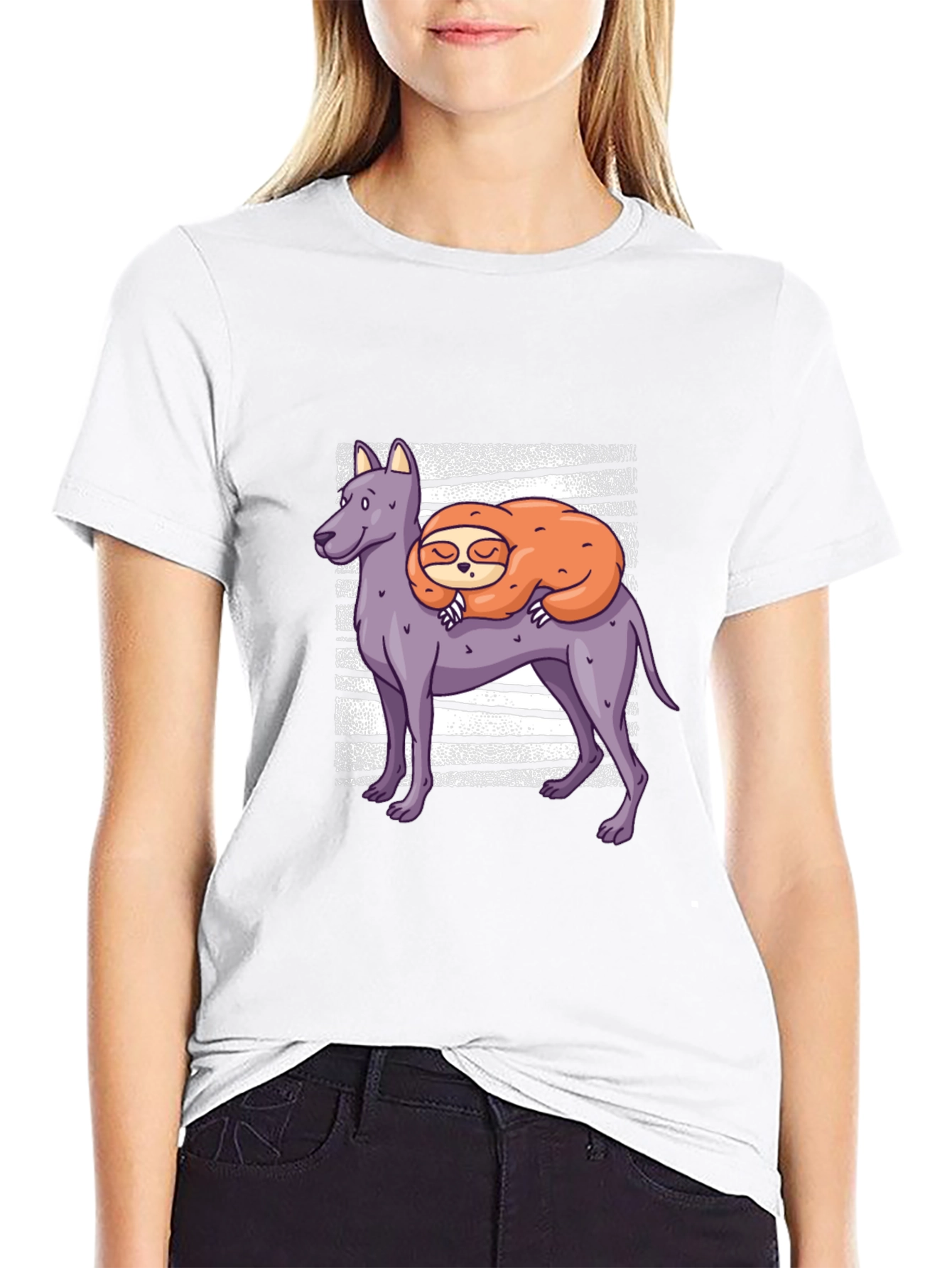 Camiseta Hombre Diseño Perro y Perezoso Dormilón