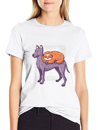 Camiseta Hombre Diseño Perro y Perezoso Dormilón