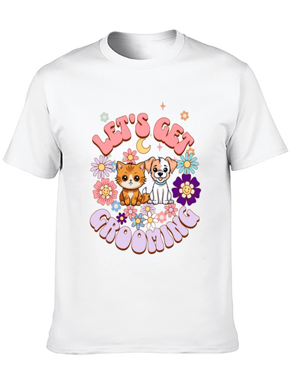 Camiseta Unisex Lets Get Grooming Mascotas Flores
