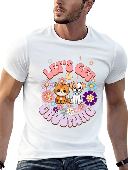 Camiseta Unisex Lets Get Grooming Mascotas Flores