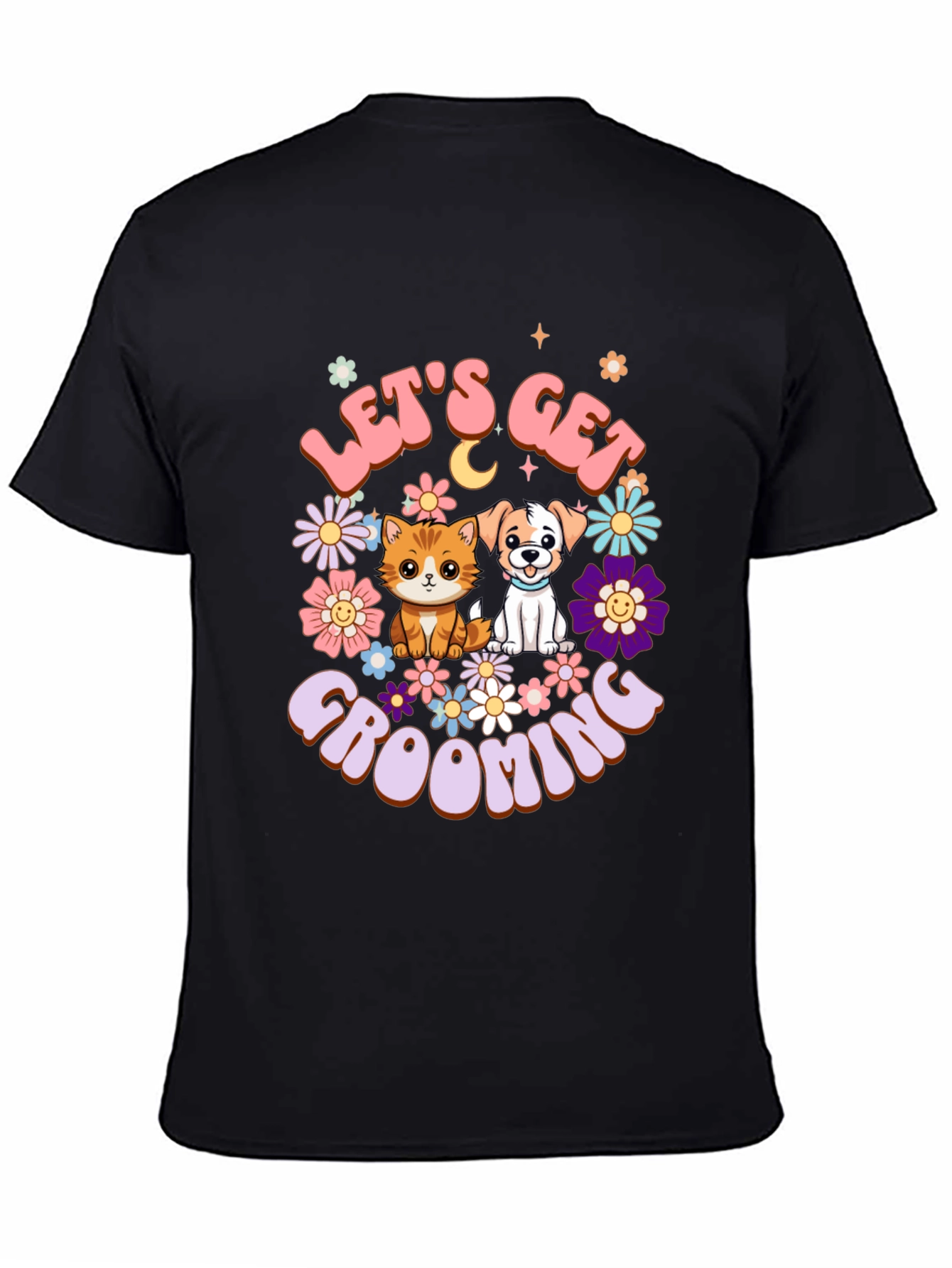 Camiseta Unisex Lets Get Grooming Mascotas Flores