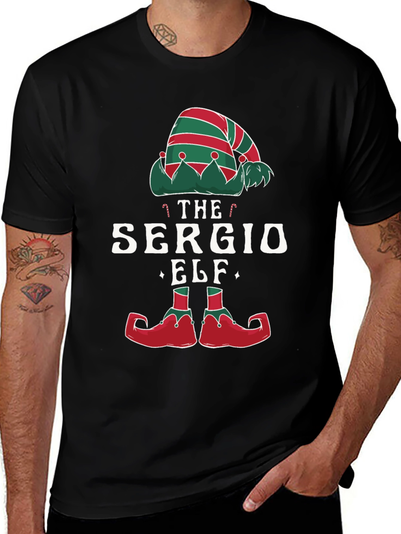 Camiseta Negra Navideña Elfo Sergio