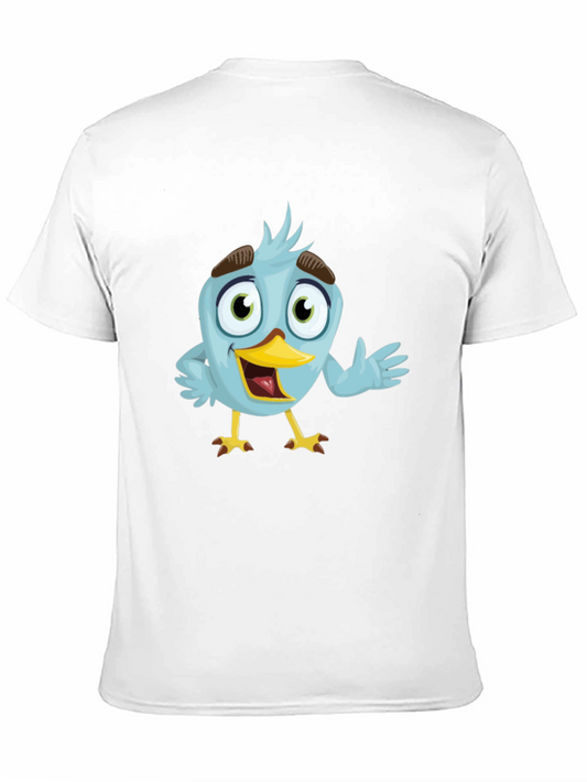 Camiseta Negra con Diseño de Pájaro Azul Animado