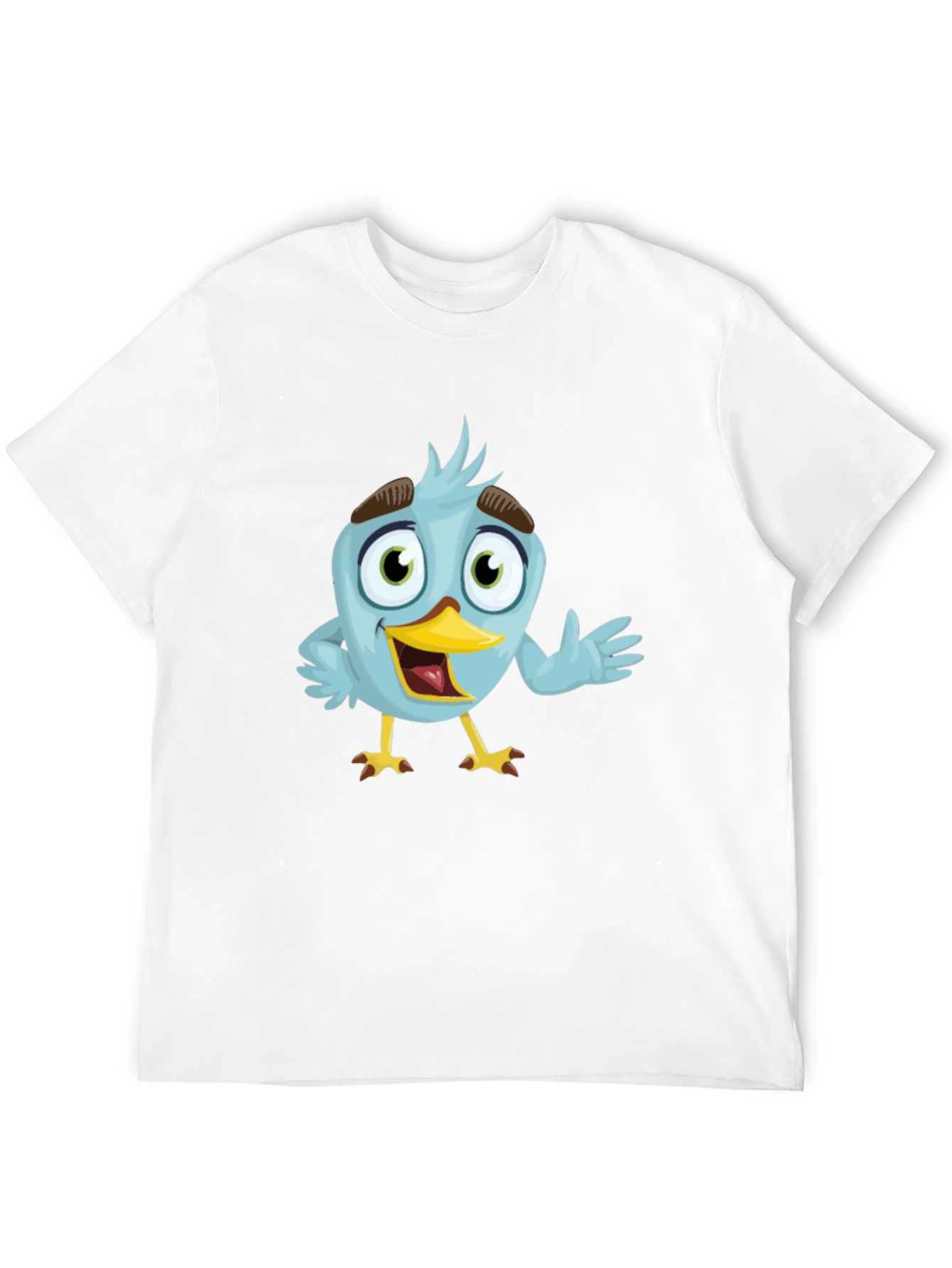 Camiseta Negra con Diseño de Pájaro Azul Animado
