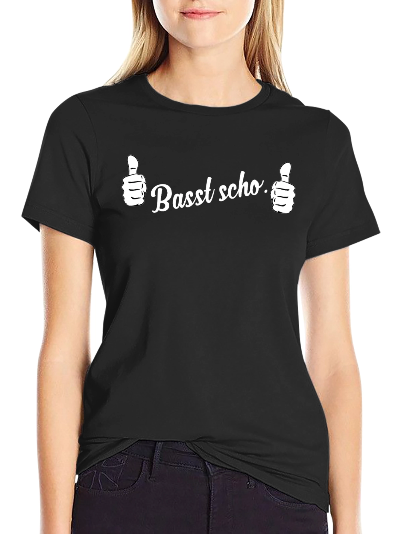Camiseta Negra Basst scho. Pulgares Arriba