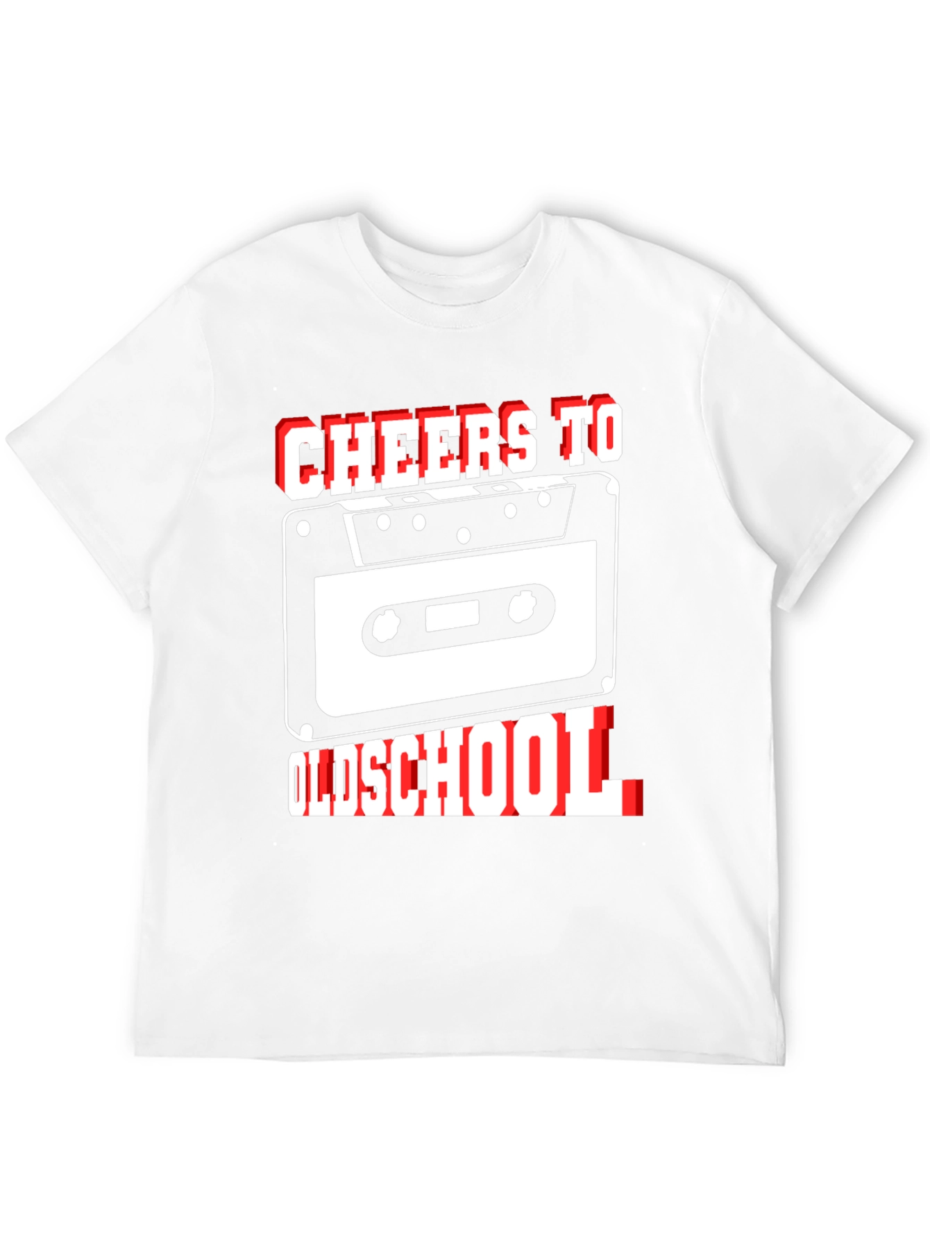 Camiseta Negra Cheers To Oldschool con Diseño Retro Cassette