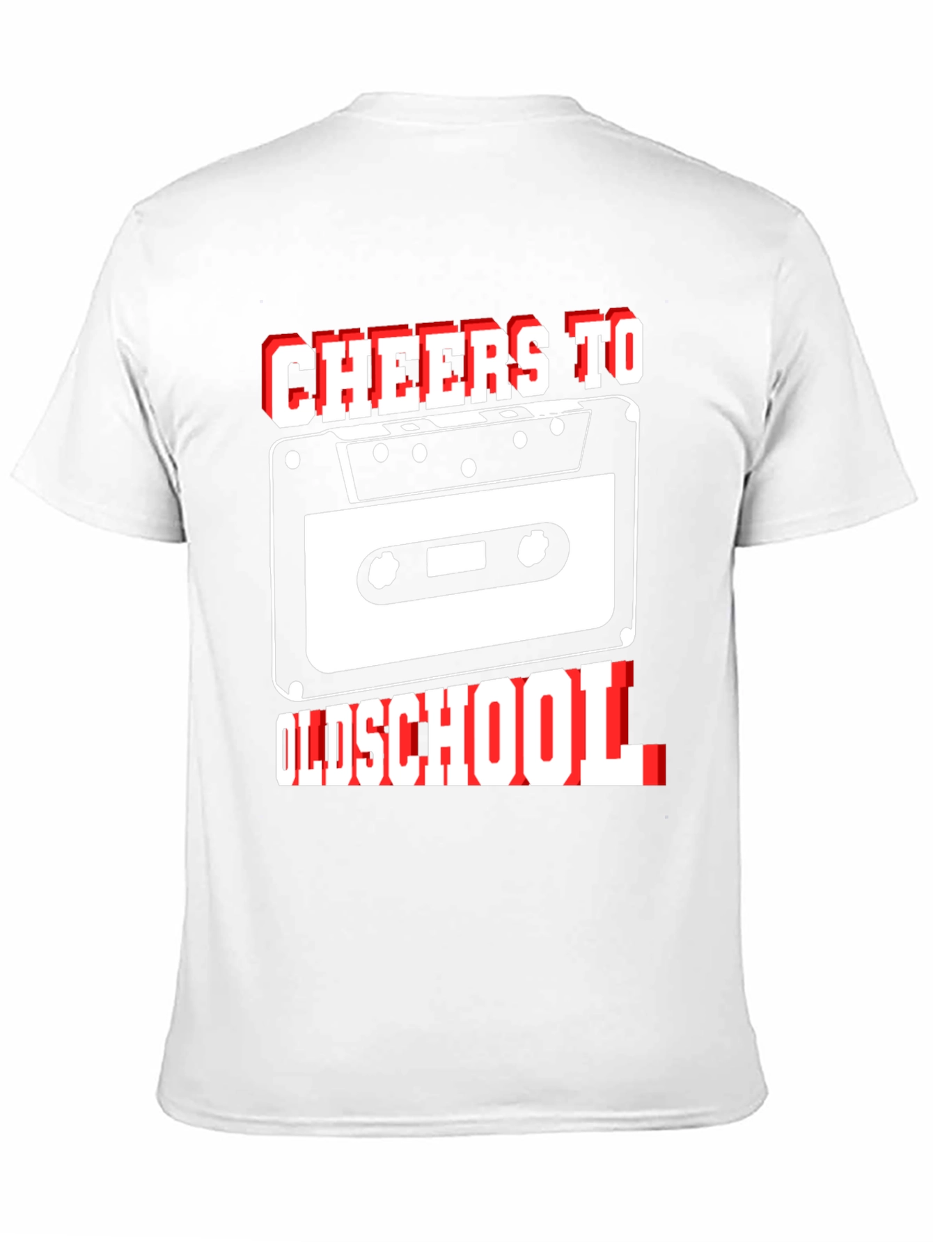 Camiseta Negra Cheers To Oldschool con Diseño Retro Cassette