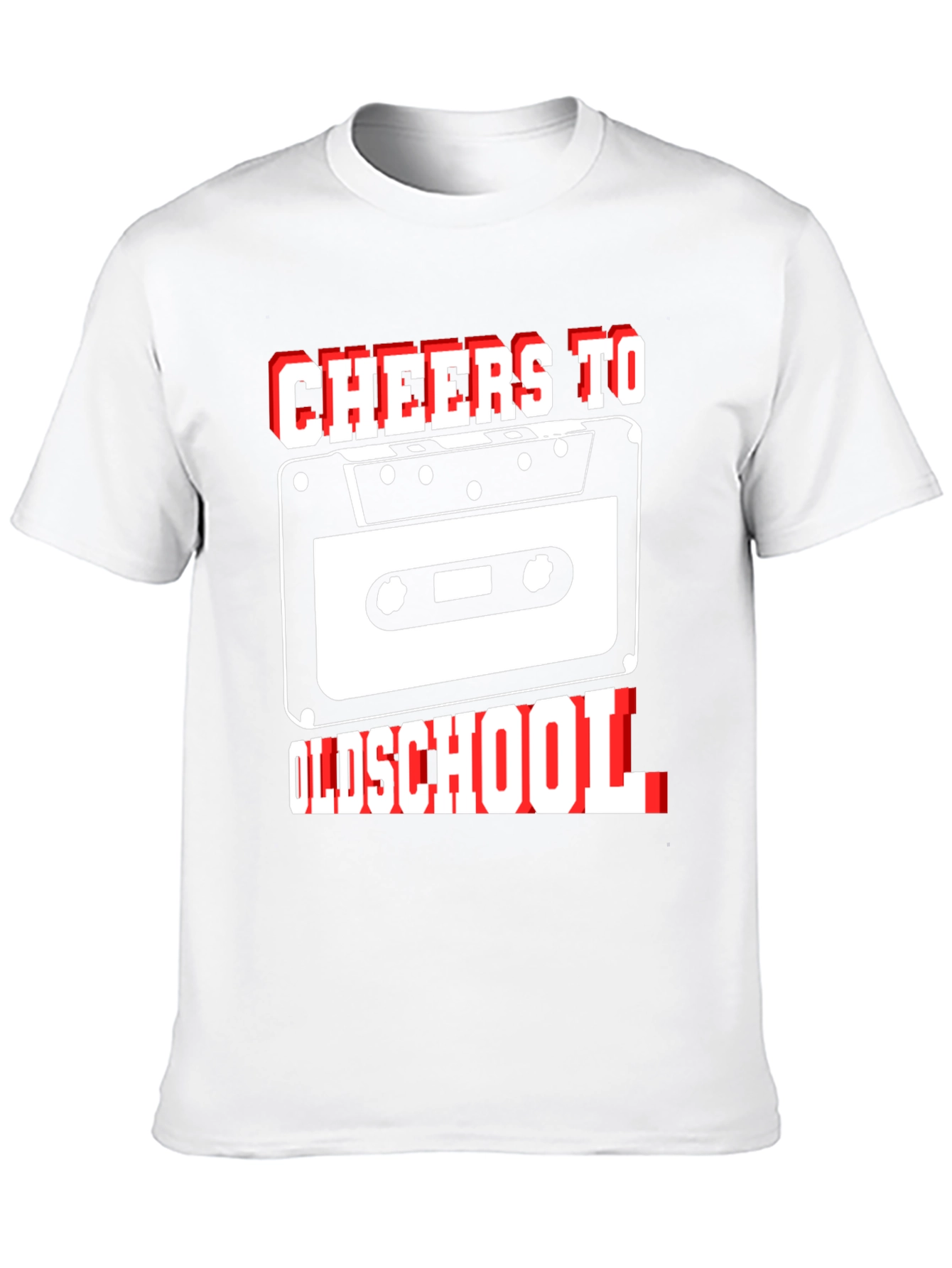 Camiseta Negra Cheers To Oldschool con Diseño Retro Cassette