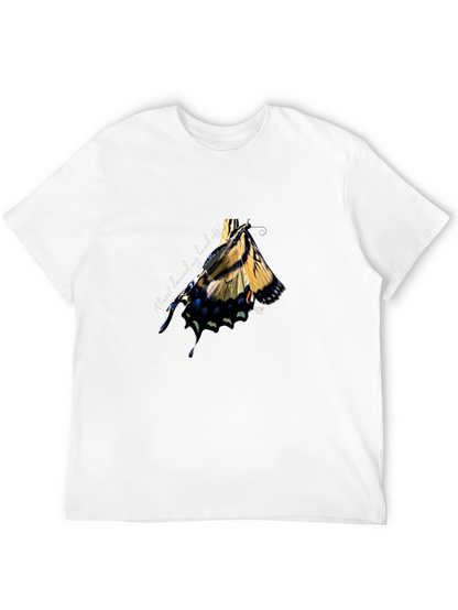 Camiseta Negra Estampado Mariposa Abstracta