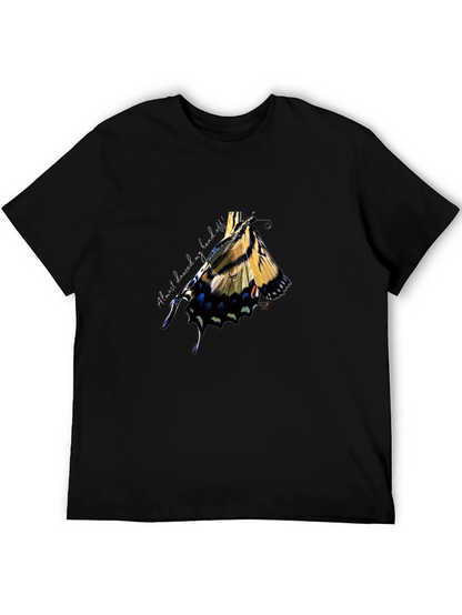 Camiseta Negra Estampado Mariposa Abstracta