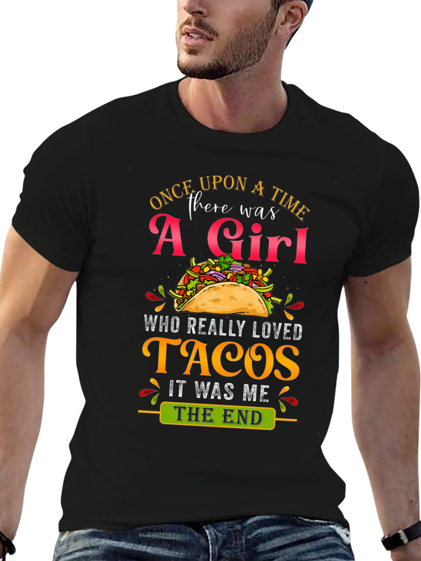 Camiseta Negra: Una Chica y Tacos - ¡Perfecta!