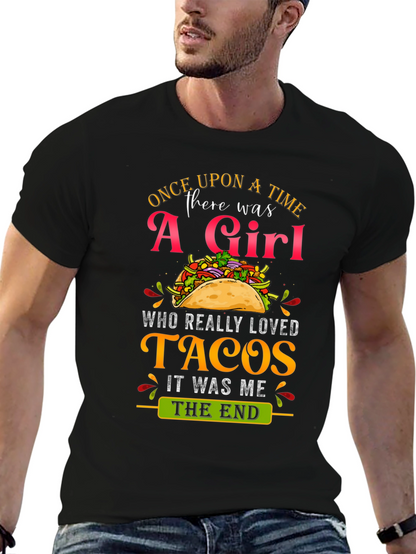 Camiseta Negra: Una Chica y Tacos - ¡Perfecta!