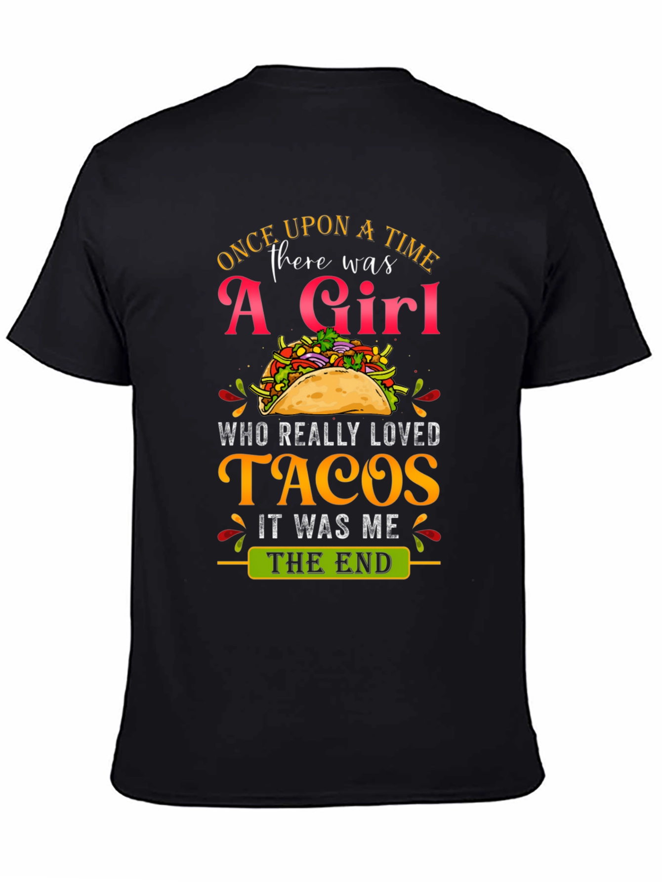 Camiseta Negra: Una Chica y Tacos - ¡Perfecta!