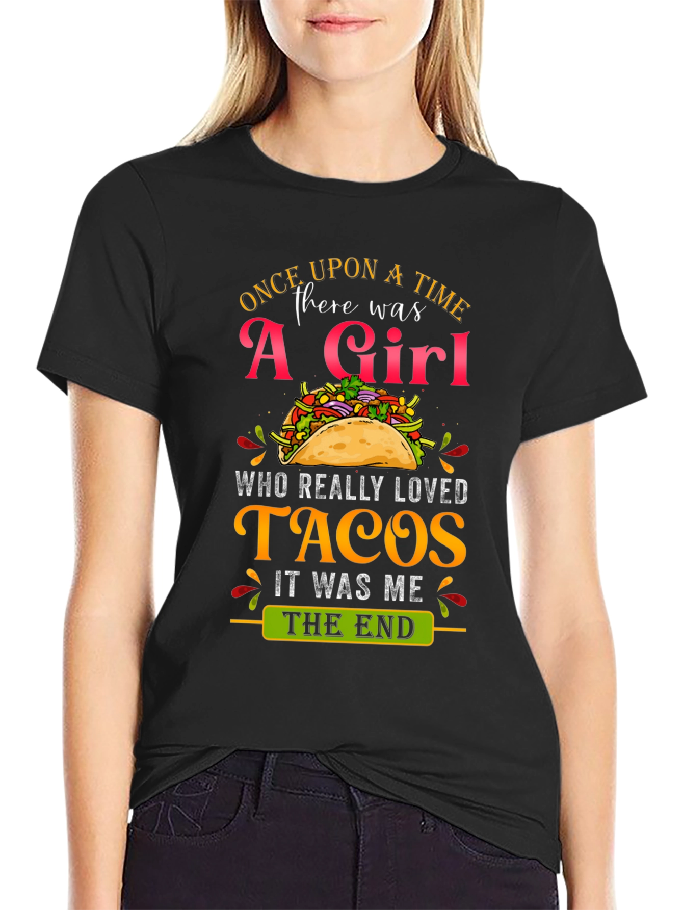 Camiseta Negra: Una Chica y Tacos - ¡Perfecta!