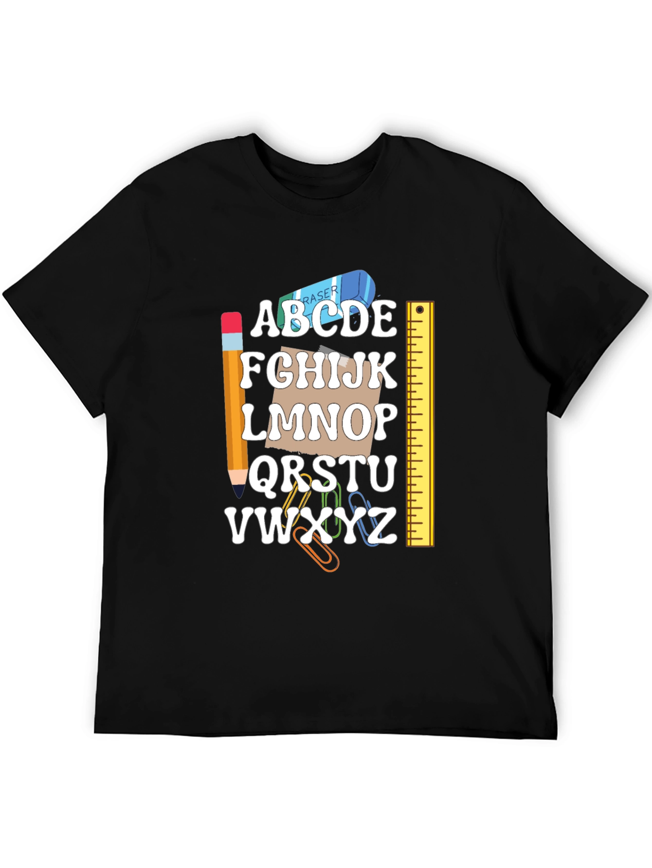 Camiseta Negra Abecedario Útiles Escolares