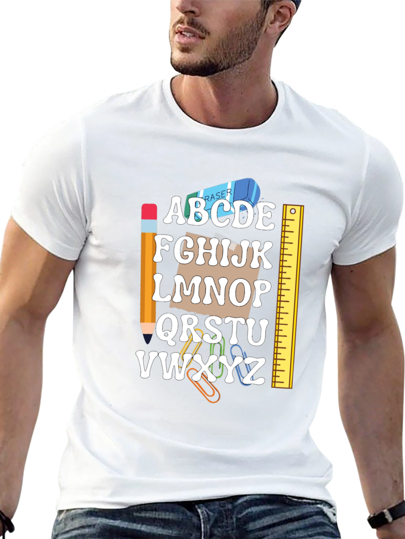 Camiseta Negra Abecedario Útiles Escolares