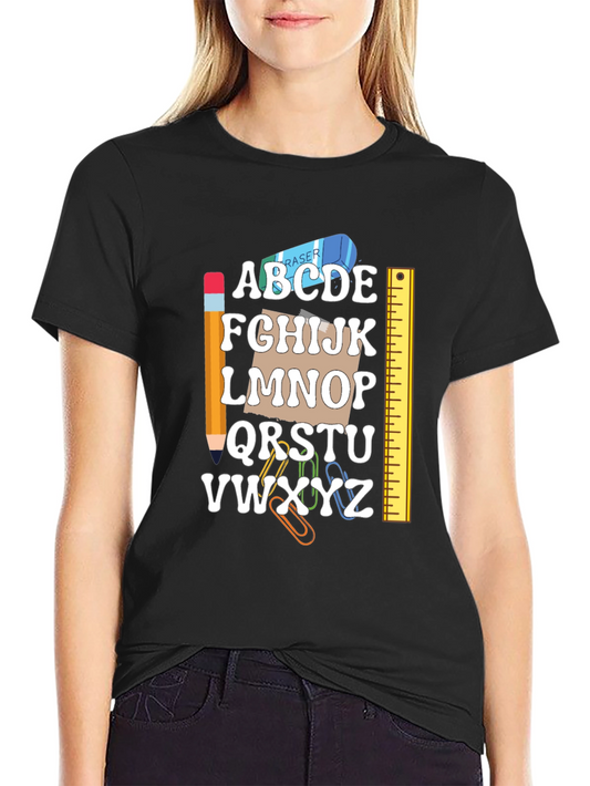 Camiseta Negra Abecedario Útiles Escolares