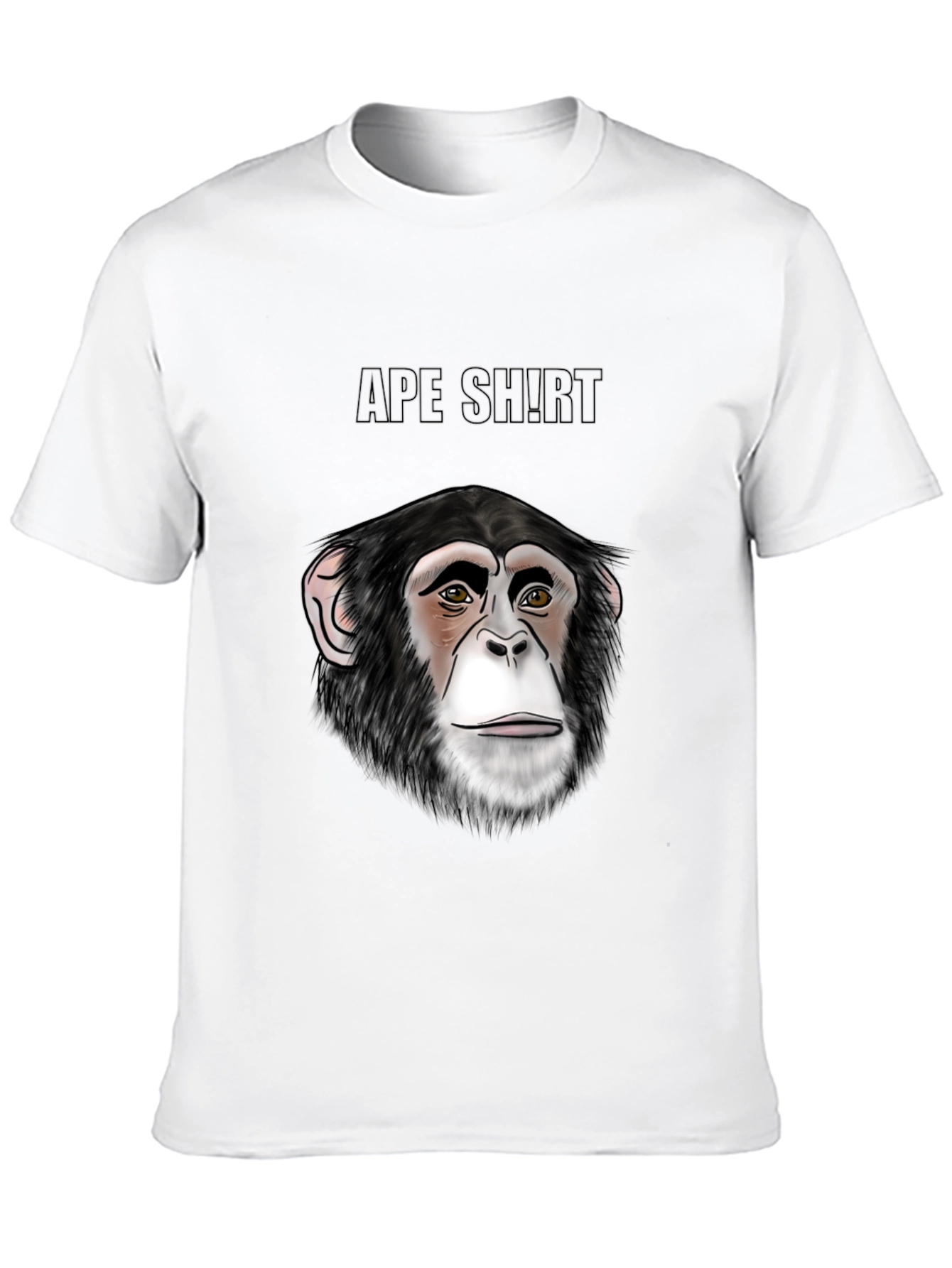 Camiseta Negra con Diseño de Cara de Chimpancé