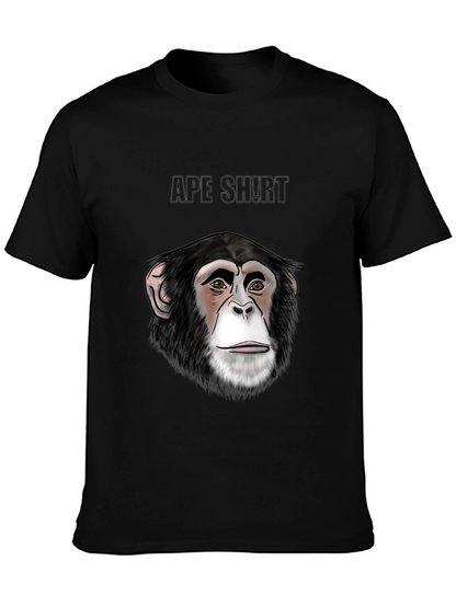 Camiseta Negra con Diseño de Cara de Chimpancé