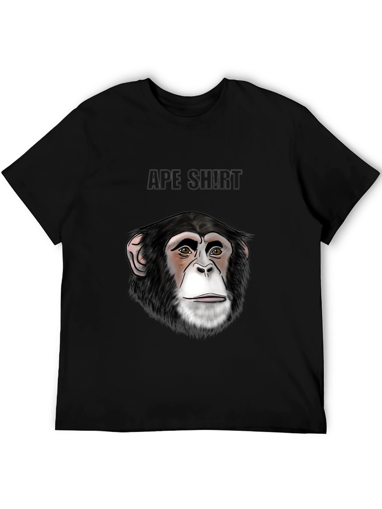 Camiseta Negra con Diseño de Cara de Chimpancé