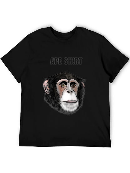 Camiseta Negra con Diseño de Cara de Chimpancé