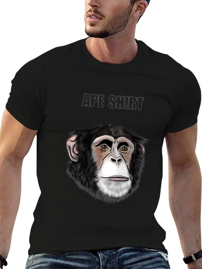 Camiseta Negra con Diseño de Cara de Chimpancé