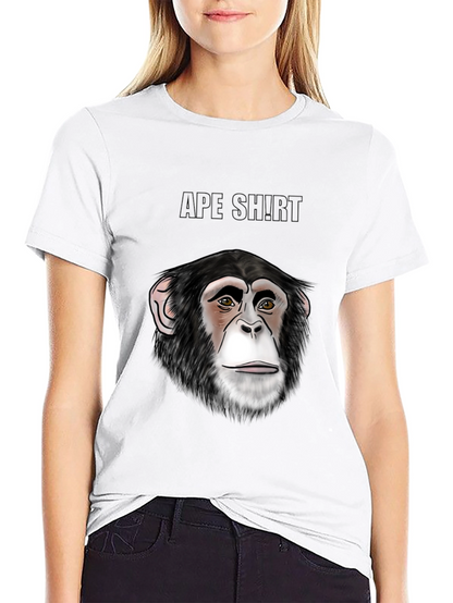 Camiseta Negra con Diseño de Cara de Chimpancé