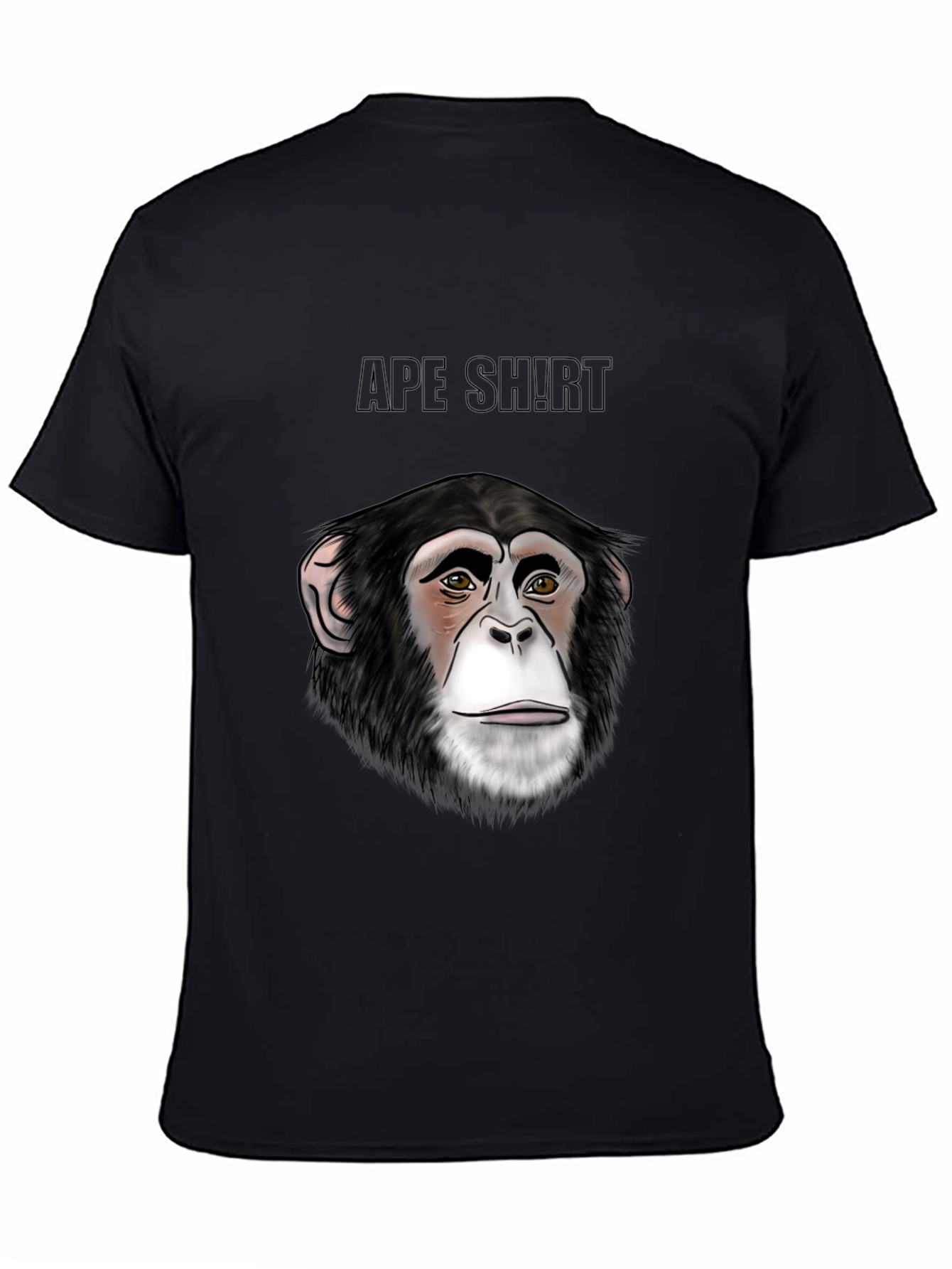 Camiseta Negra con Diseño de Cara de Chimpancé