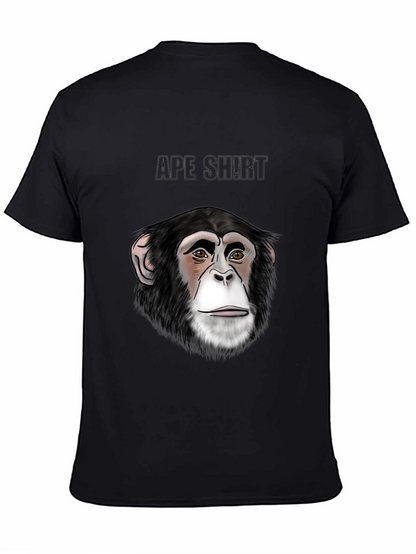 Camiseta Negra con Diseño de Cara de Chimpancé