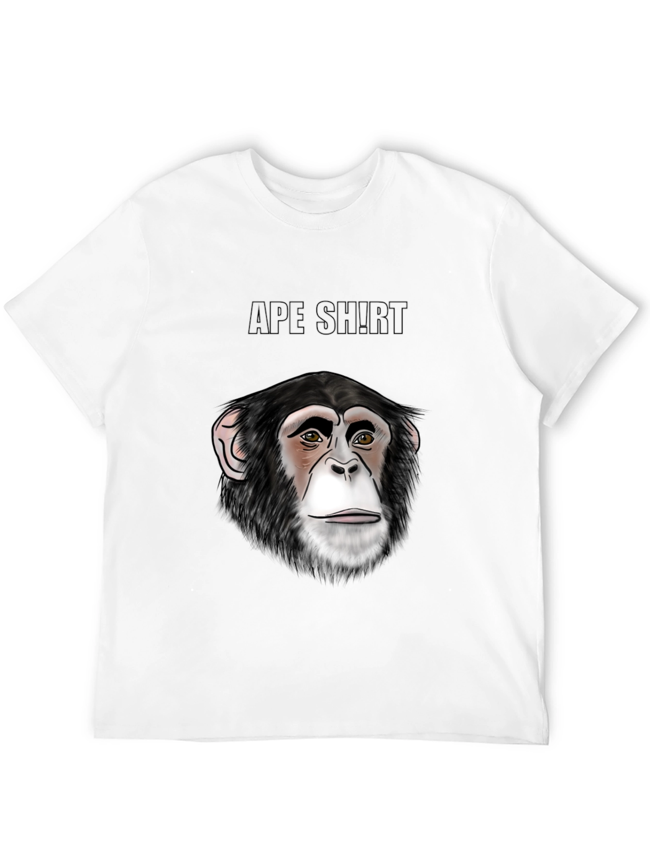 Camiseta Negra con Diseño de Cara de Chimpancé
