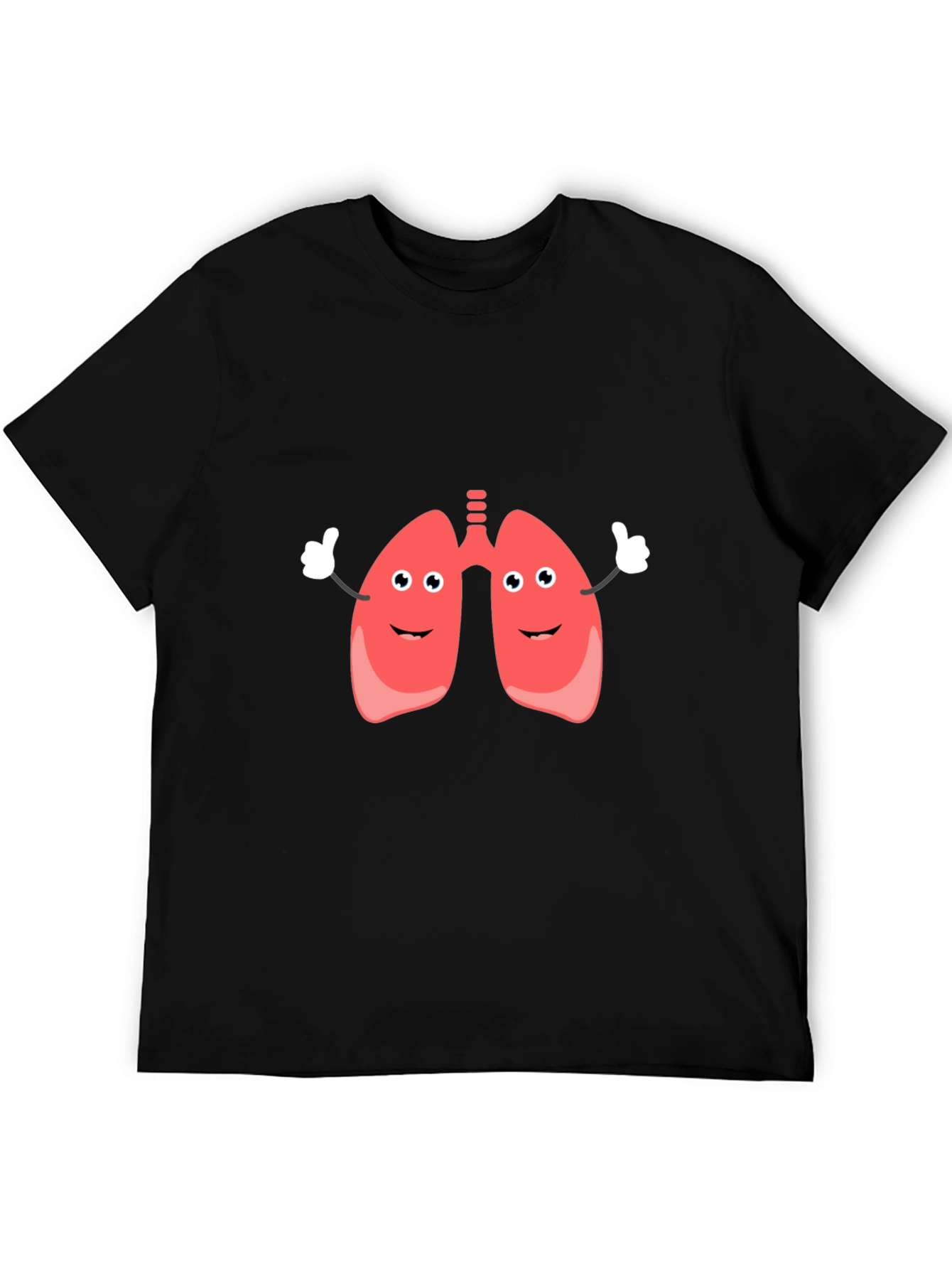 Camiseta Negra con Diseño Divertido de Pulmones Animados