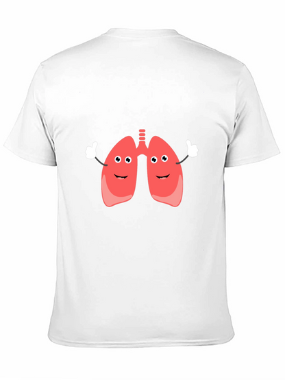Camiseta Negra con Diseño Divertido de Pulmones Animados