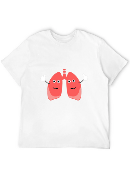 Camiseta Negra con Diseño Divertido de Pulmones Animados