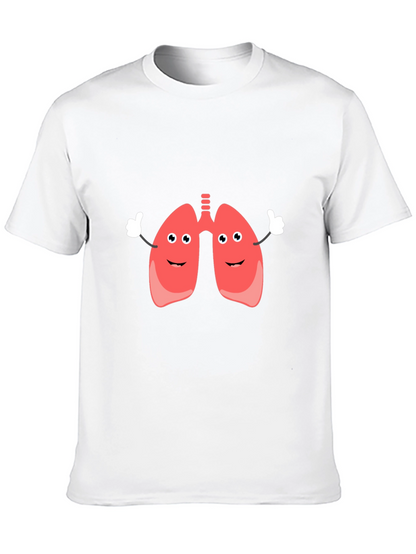 Camiseta Negra con Diseño Divertido de Pulmones Animados
