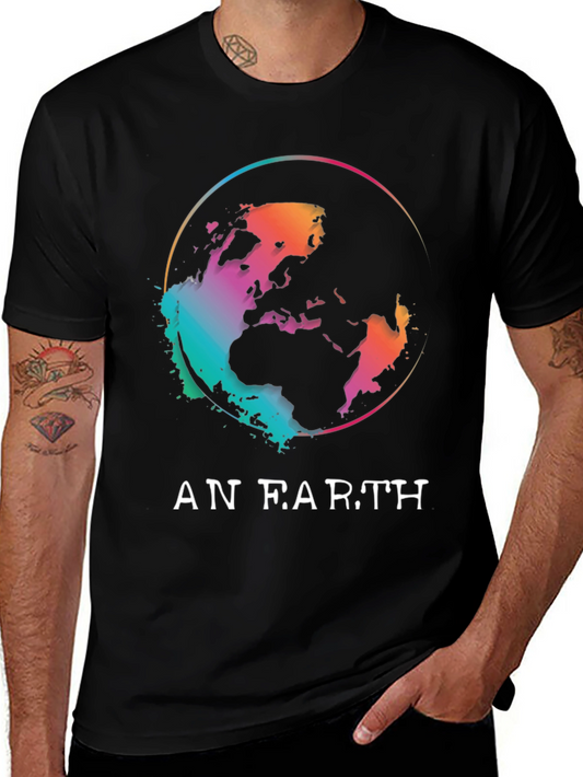 Camiseta Negra An Earth Diseño Planeta Colorido