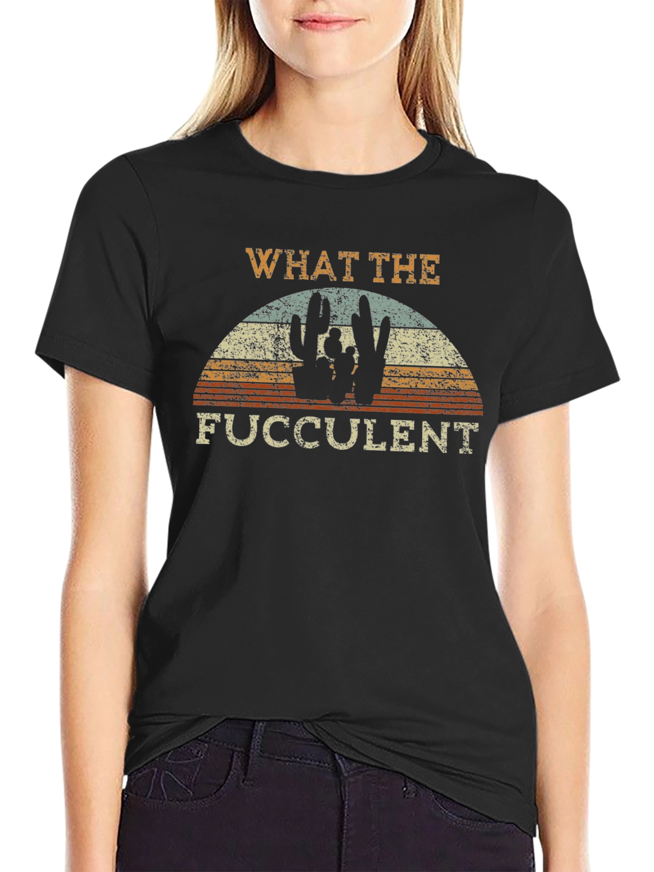 Camiseta Negra What the Fucculent para Hombre