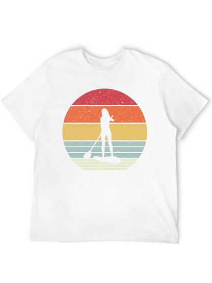 Camiseta Negra Paddle Surf Retro Sunset