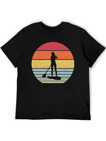 Camiseta Negra Paddle Surf Retro Sunset