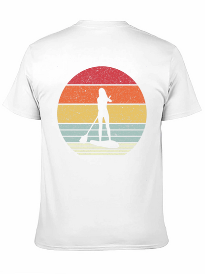 Camiseta Negra Paddle Surf Retro Sunset