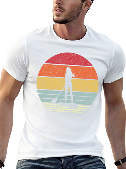 Camiseta Negra Paddle Surf Retro Sunset
