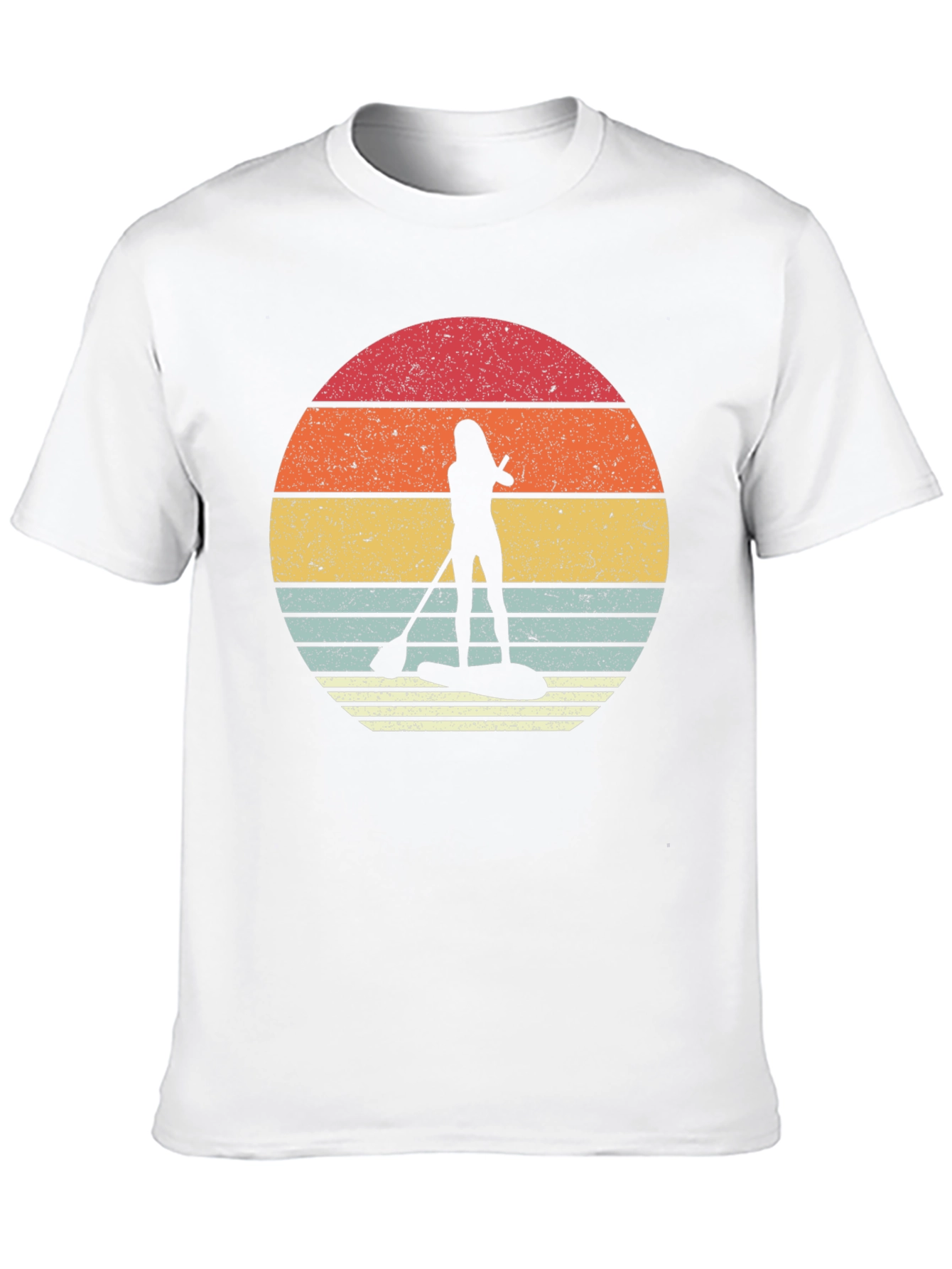 Camiseta Negra Paddle Surf Retro Sunset