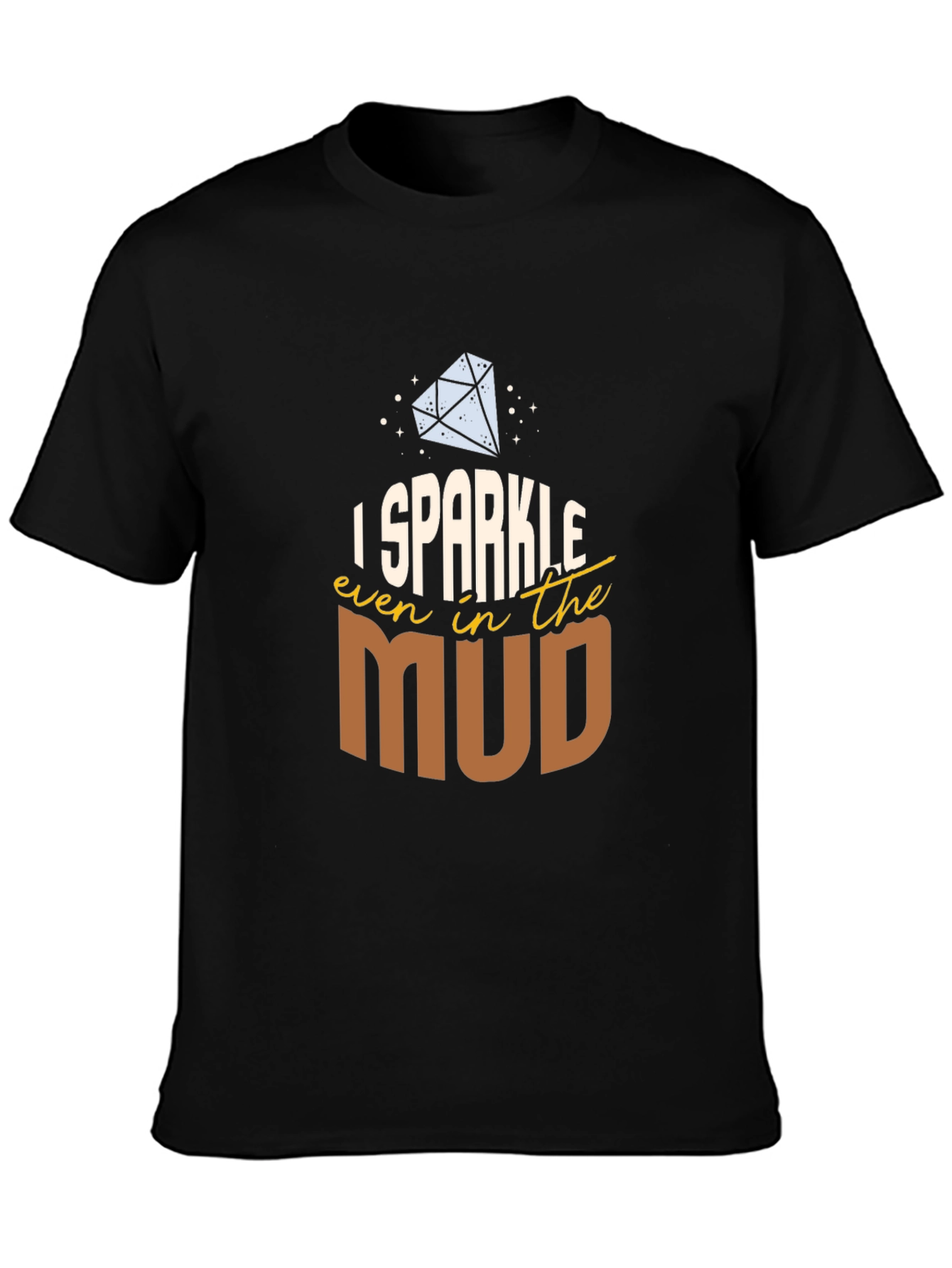 Camiseta Negra con Diseño Brillo en el Lodo