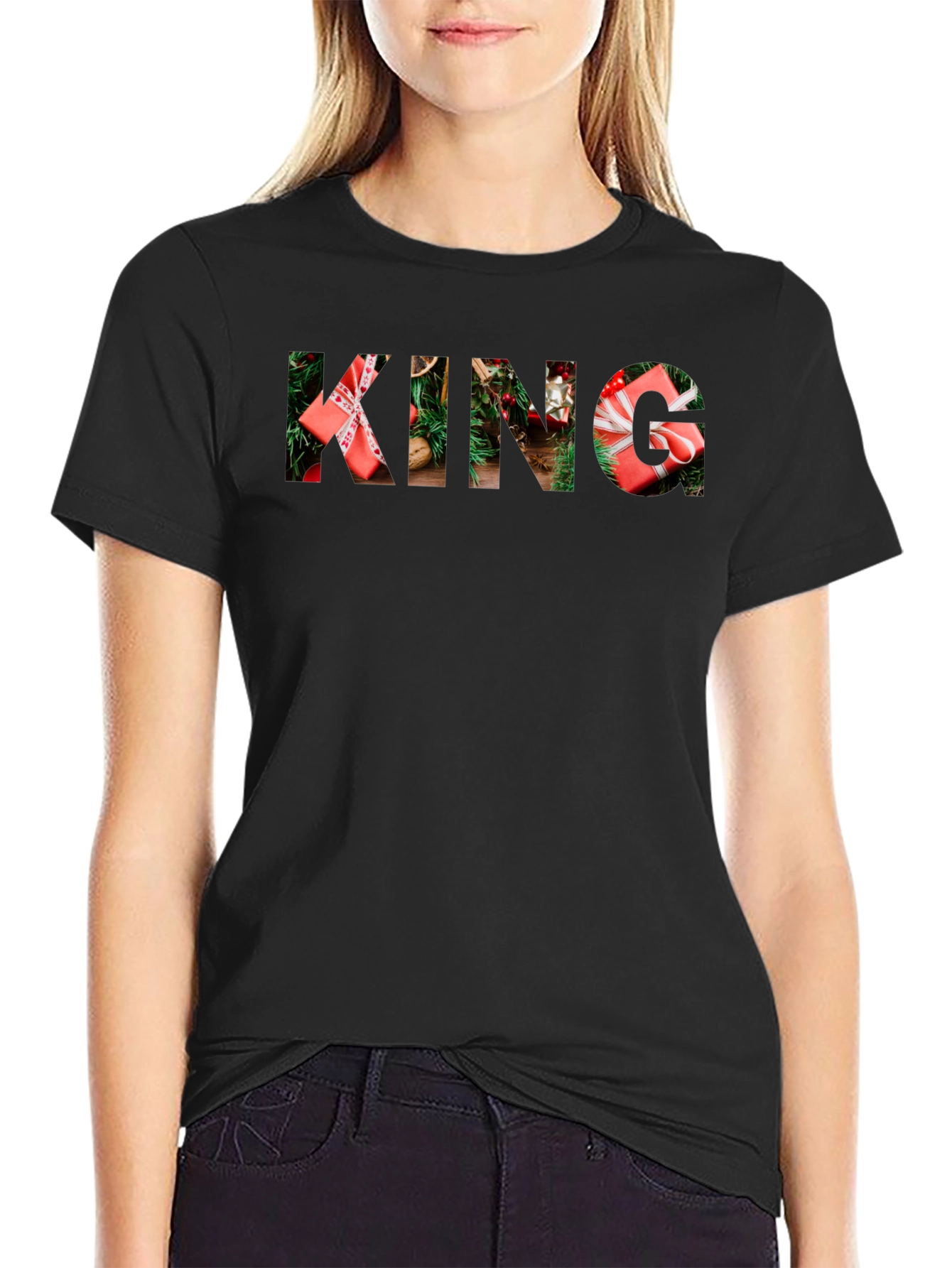 Camiseta Negra Navideña KING