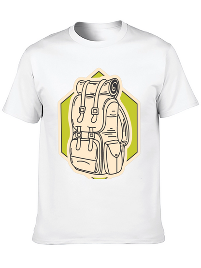 Camiseta Negra con Diseño de Mochila de Senderismo