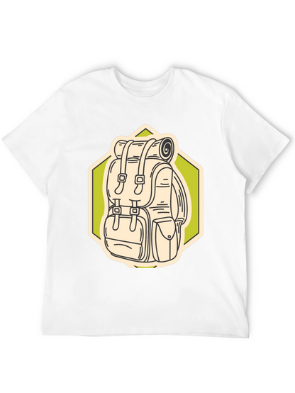 Camiseta Negra con Diseño de Mochila de Senderismo